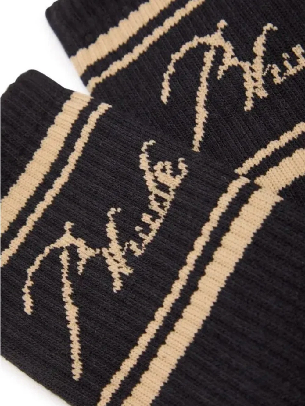 Rhude Black & Gold SCRIPT Ribbed Socks